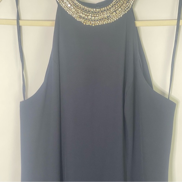 Marina floor length formal gown with embellished collar & flowy bottom Size 10 - Picture 3 of 16